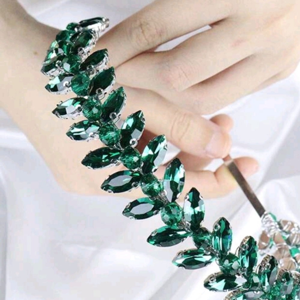 Rhinestone headband emerald - Picture 2 of 3